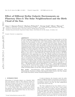Effect of Different Stellar Galactic Environments on Planetary Discs I