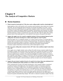 Chapter 9 the Analysis of Competitive Markets