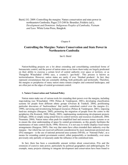 Controlling the Margins: Nature Conservation and State Power in Northeastern Cambodia