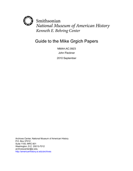 Guide to the Mike Grgich Papers