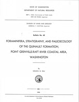 Foraminifera, Stratigraphy, and Paleoecology of the Quinault Formation, Point Grenville-Raft River Coastal Area, Washington