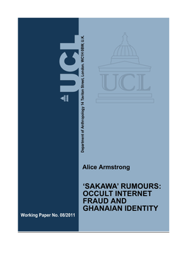 'Sakawa' Rumours: Occult Internet Fraud and Ghanaian Identity