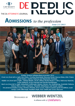Admissions to the Profession Issue 2/2 2013