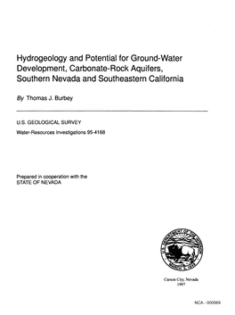 Hydrogeology and Potential for Ground-Water Development, Carbonate-Rock Aquifers, Southern Nevada and Southeastern California