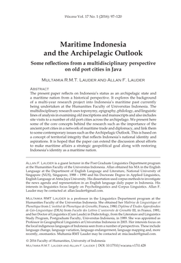 Maritime Indonesia and the Archipelagic Outlook Some Reflections from a Multidisciplinary Perspective on Old Port Cities in Java