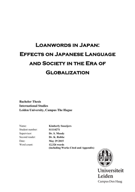 Loanwords in Japan: Effects on Japanese Language and Society in the Era of Globalization