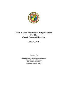 Multi-Hazard Pre-Disaster Mitigation Plan for the City & County Of