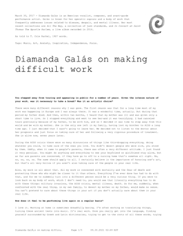 Diamanda Galás on Making Difficult Work