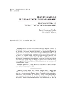 Eugenio Morreale, El Último Fascista En España (1943-1945)