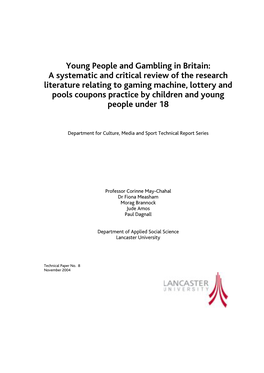 Young People and Gambling in Britain