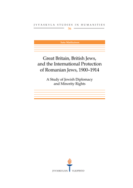 Great Britain, British Jews, and the International Protection of Romanian Jews, 1900–1914
