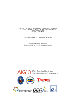 10Th Applied Isotope Geochemistry Conference