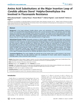 Amino Acid Substitutions at the Major Insertion Loop of Candida Albicans Sterol 14Alpha-Demethylase Are Involved in Fluconazole Resistance