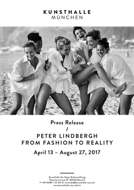 Press Release / PETER LINDBERGH from FASHION to REALITY April 13 – August 27, 2017