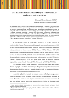 Fragmentação E Melancolia Em Lucíola, De José De Alencar