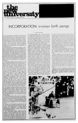 INCORPORATION: Irvinian Birth Pangs