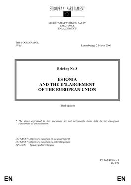 Estonia and the Enlargement of the European Union