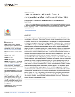 User Satisfaction with Train Fares: a Comparative Analysis in Five Australian Cities