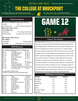 SCHOOL CONFERENCE OVERALL Brockport 5-1 9-2 Cortland 5-1 8-3