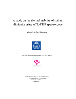 A Study on the Thermal Stability of Sodium Dithionite Using ATR-FTIR Spectroscopy