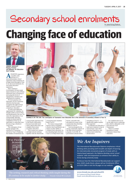 Secondary School Enrolments an Advertising Feature Changing Face of Education