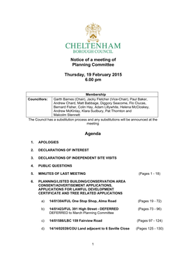 (Public Pack)Agenda Document for Planning Committee, 19/02/2015