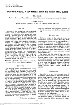 Canadian Mineralogist Vol. 19, Pp. 337-340 (1981
