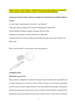 1 Singh A, Kataria S, Das P, Sharma A. a Proposal to Make the Pulse