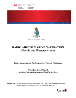 RADIO AIDS to MARINE NAVIGATION (Pacific and Western Arctic)