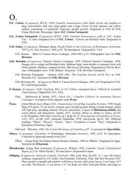 OC Cotton. (C.Japonica), SCCS., 1958, Camellia Nomenclature, P.66