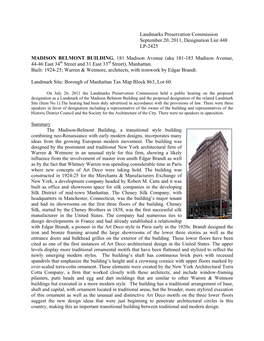 MADISON BELMONT BUILDING, 181 Madison Avenue (Aka 181-183 Madison Avenue, 44-46 East 34Th Street and 31 East 33Rd Street), Manhattan