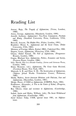 Reading List