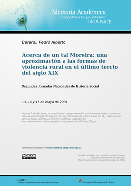 Acerca De Un Tal Moreira: Una Aproximación a Las Formas De Violencia Rural En El Último Tercio Del Siglo XIX