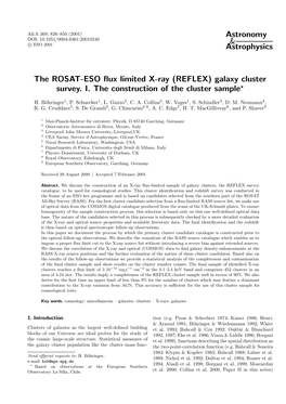 Astronomy & Astrophysics the ROSAT-ESO Flux Limited X-Ray