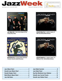 Jazzweek with Airplay Data Powered by Jazzweek.Com • June 29, 2009 Volume 5, Number 31 • $7.95