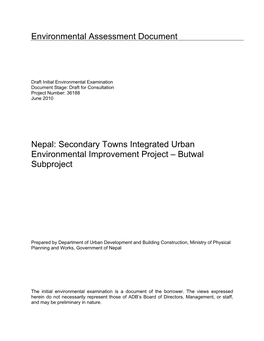 Environmental Assessment Document Nepal