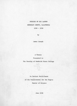 Studies of Big Lagoon Humboldt County, California 1956