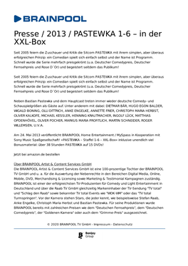 Presse / 2013 / PASTEWKA 1-6 – in Der XXL-Box