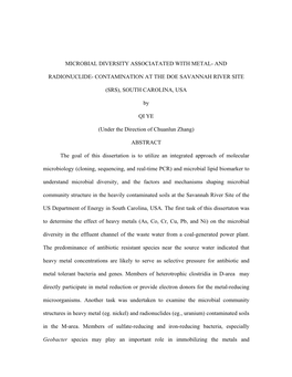 Contamination at the Doe Savannah River Site