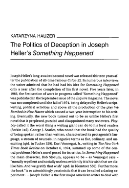 The Politics of Deception in Joseph Heller's Something Happened