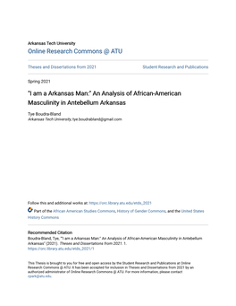 An Analysis of African-American Masculinity in Antebellum Arkansas