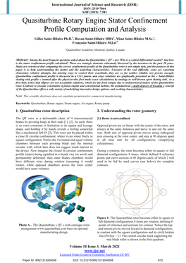 Quasiturbine Rotary Engine Stator Confinement Profile Computation and Analysis