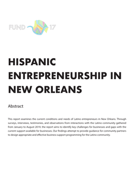 Hispanic Entrepreneurship in New Orleans