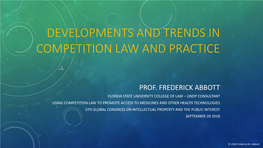 Developments and Trends in Competition Law and Practice