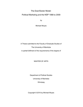 The Doer/Dexter Model: Political Marketing and the NDP 1988 to 2009