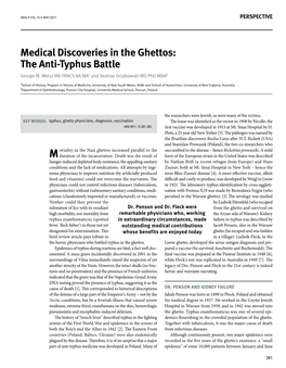 Medical Discoveries in the Ghettos: the Anti-Typhus Battle George M