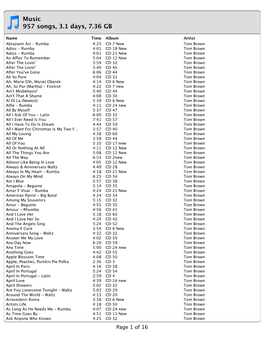 Music 957 Songs, 3.1 Days, 7.36 GB