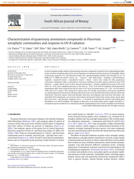Characterization of Quaternary Ammonium Compounds in Flourensia Xerophytic Communities and Response to UV-B Radiation