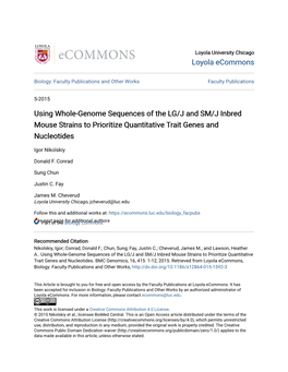 Using Whole-Genome Sequences of the LG/J and SM/J Inbred Mouse Strains to Prioritize Quantitative Trait Genes and Nucleotides