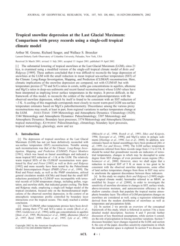 Tropical Snowline Depression at the Last Glacial Maximum: Comparison with Proxy Records Using a Single-Cell Tropical Climate Model Arthur M